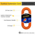 50ft  16/3 SJTW  3 Prong Outdoor  Extension Cord